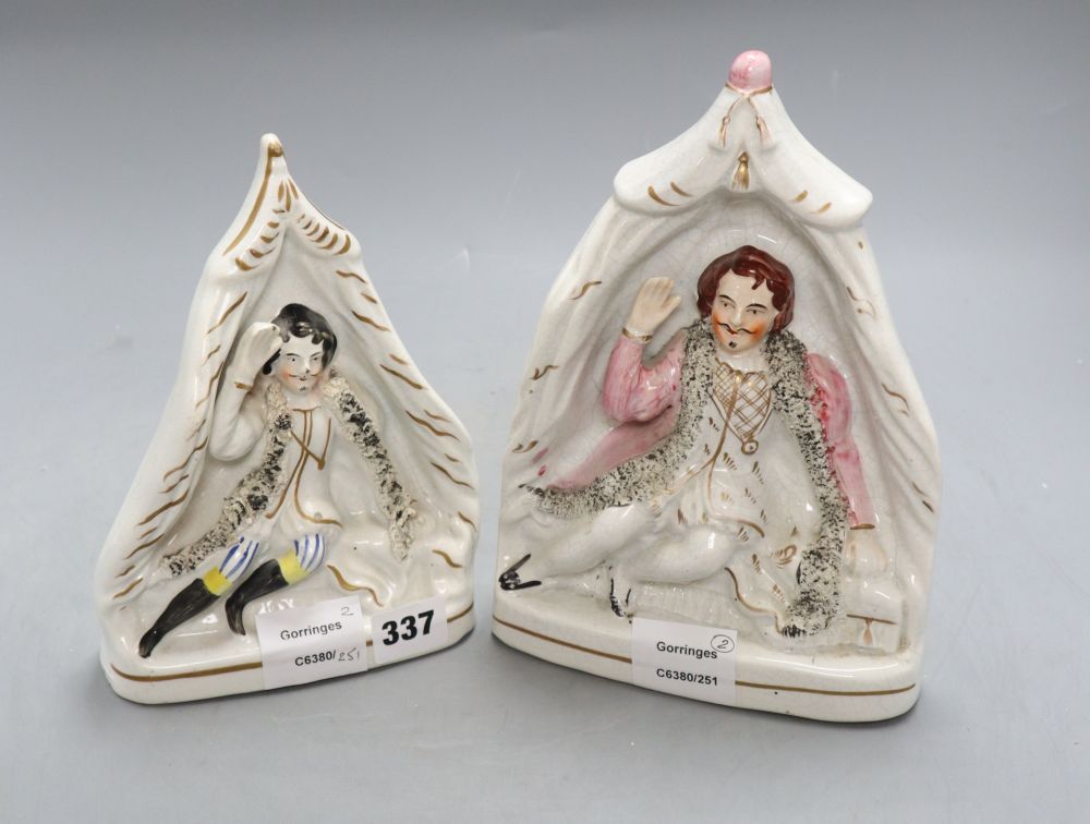 Two Staffordshire flatback figures of Richard III, tallest 25cm
